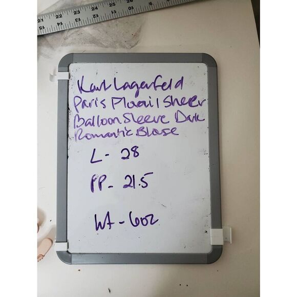 Karl Lagerfeld Paris Floral High Neck Key Hole Balloon Sleeve Semi Sheer Blouse - Picture 11 of 11